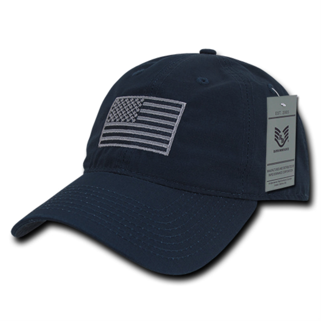 Relaxed Ripstop Cap, USA Flag, Navy