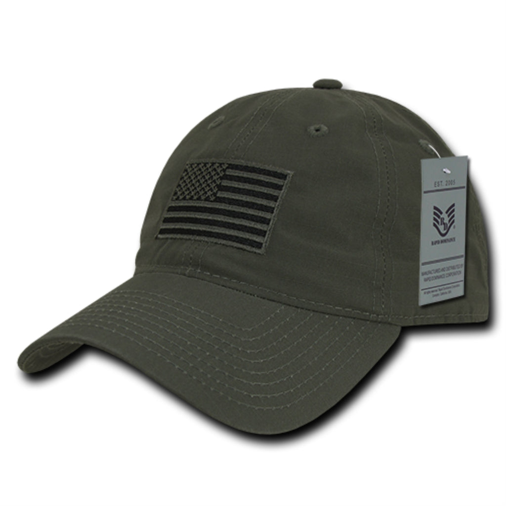 Relaxed Ripstop Cap, USA Flag, Olive