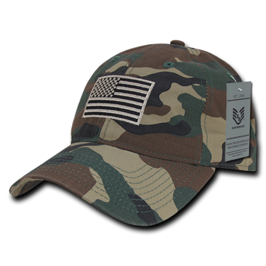 Relaxed Ripstop Cap, USA Flag, Woodland