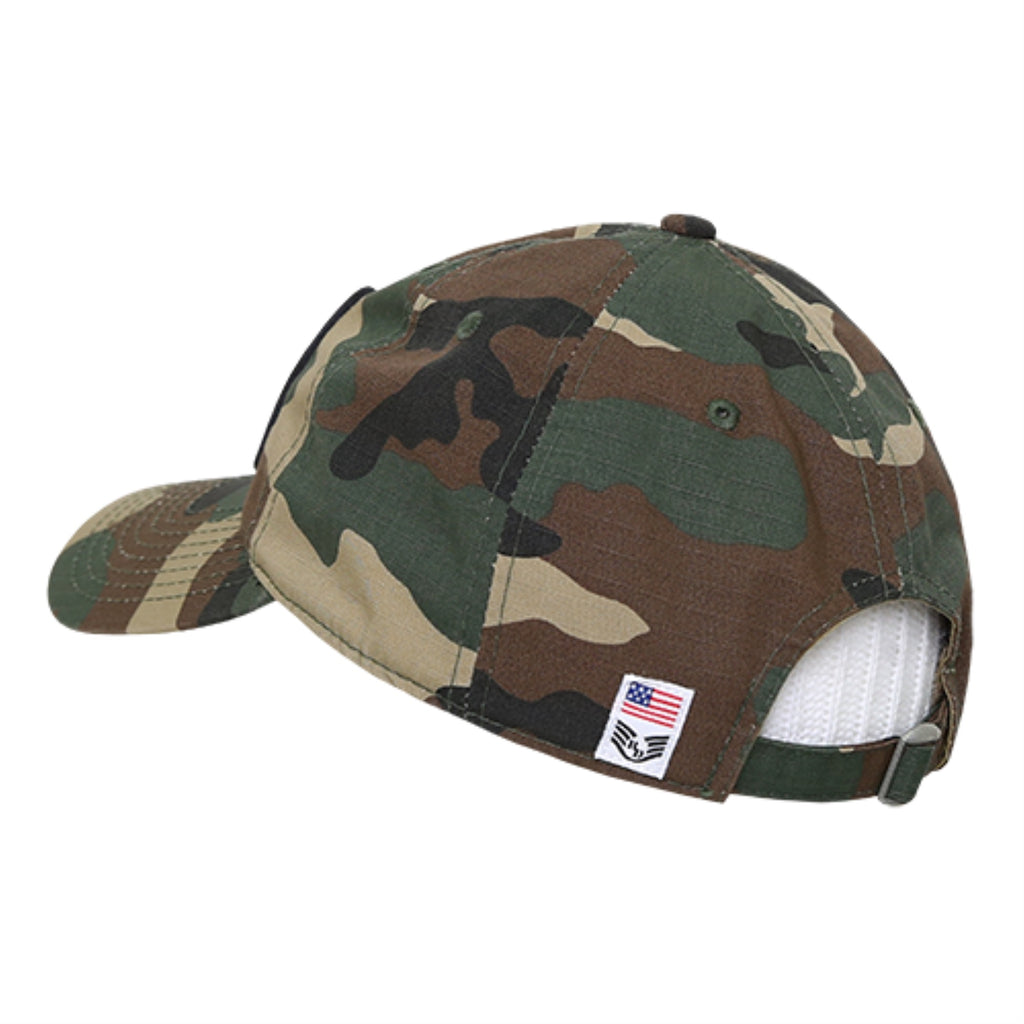 Relaxed Ripstop Cap, USA Text, Woodland