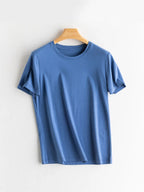 SuyaDream Women Solid T Shirts, Silk Cotton Blend, O Neck, Short Sleeved Solid Tee, 2025 Summer Candy Colors Basic Cozy Top Gree