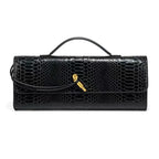 PU Leather Fashion Luxury Top-Handle Bag For Women Evening Handbag Long Purse Crocodile Pattern Crossbody Shoulder Bags