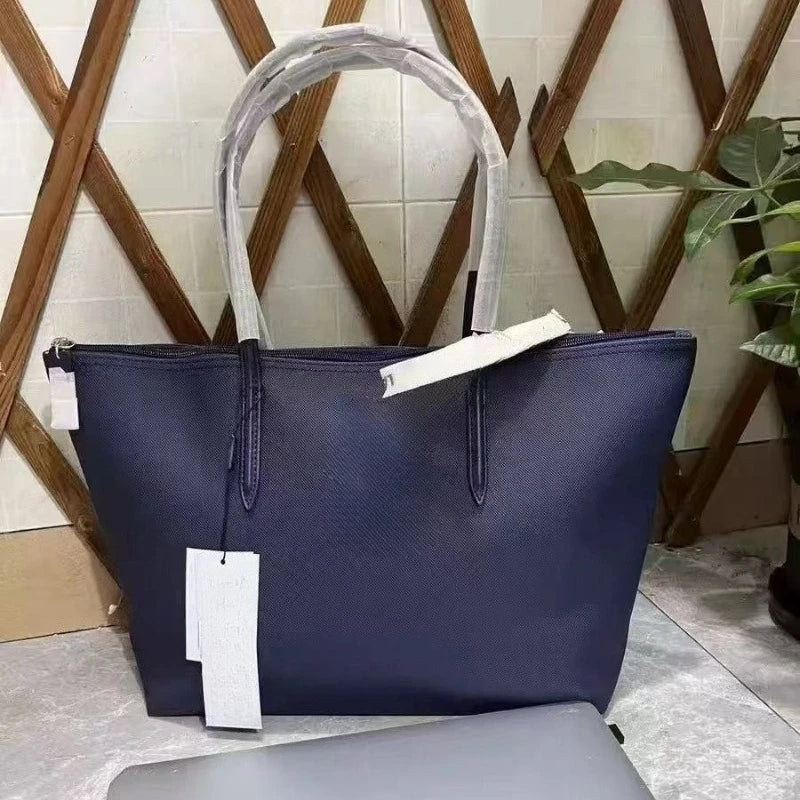 HTMCK Women Large Capacity Tote Bag, Waterproof PU Simple Solid Color Shoulder Handbag, Casual Commuter Shopping Travel Bag