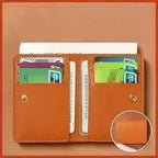 Homefish Solid Color PU Leather Women Short Wallet, Ultra Thin Button Purse, Simple Credit Card Holder Coin Pocket for Ladies