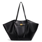 Fashion Large Capacity Trapeze Women Shoulder Bags Designer Metal Lock Handbags High-Quality Pu Leather Big Tote Commute Bag