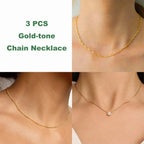 Stainless Steel Gold Plated Dainty Minimalist Zircon Charm Anti Tarnish Chain Round Clear Cz Stone Necklace for Women Jewelry