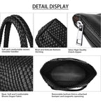 Woven Tote Bag Womens Purse Vegan Leather Shoulder Handbags - Fashion Summer Beach Tote Bags - Large Travel Totes