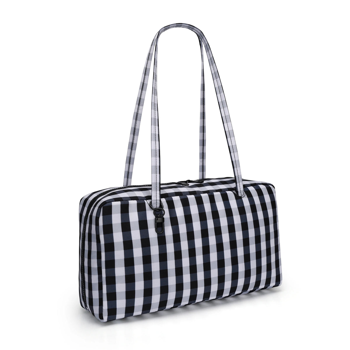 Nylon Tote Bag Bowler Bag Women Shoulder Purse with Keychain Clip, Lightweight Zipper Handbag Daily Work Travel Gym Gift for Mum