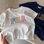 2025 Summer Kids Korean Style Simple 100% Cotton T Shirt for Children Trendy Letter Printed Tees Girls Daily Casual Sweatshirts