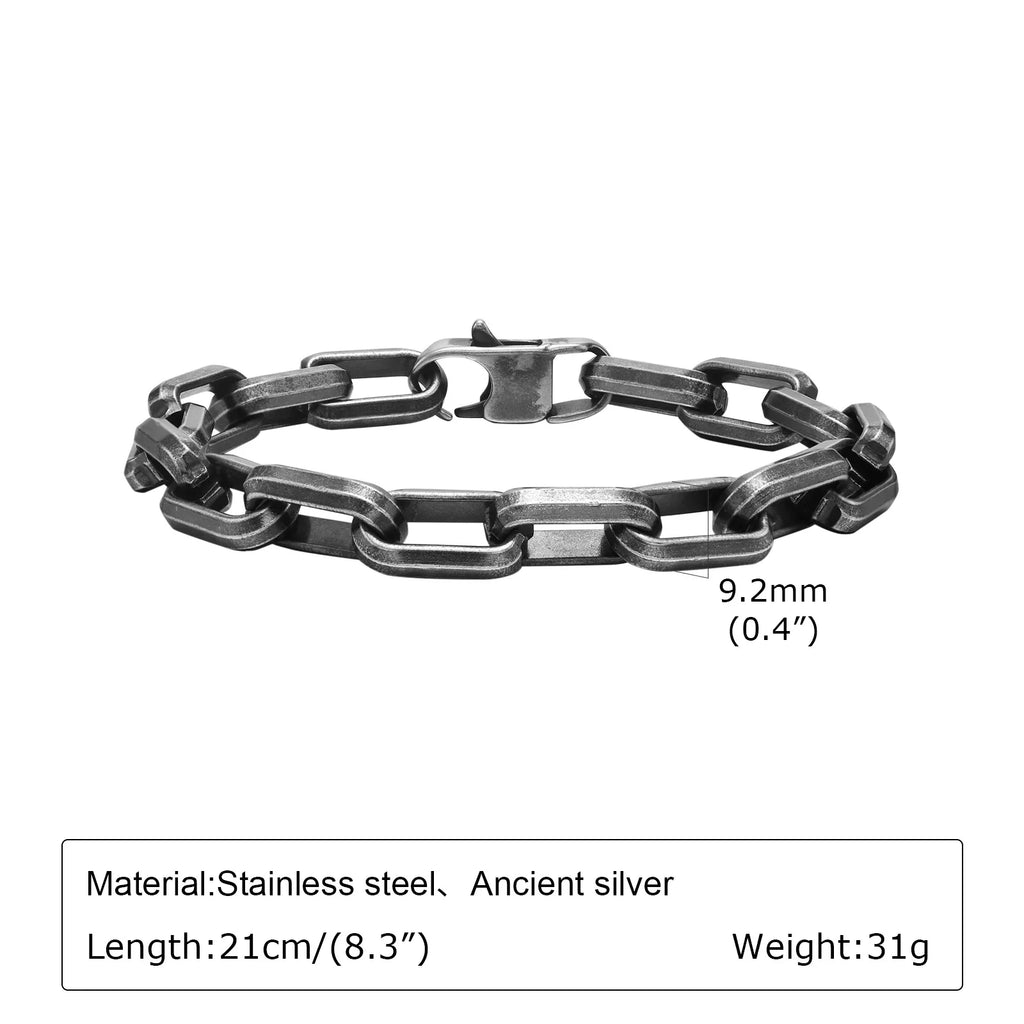 Vikings Jewelry Personalized Pattern Chain Bracelet Men's Thick Section Boy Hip-hop Street Hipster Fashion Jewelry with Wood Box