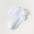 10 Pairs Girls Lace Ruffle Socks Cotton Breathable Comfy Adorable Princess-Style Kids Dance-Ready Socks with Frilly Trim