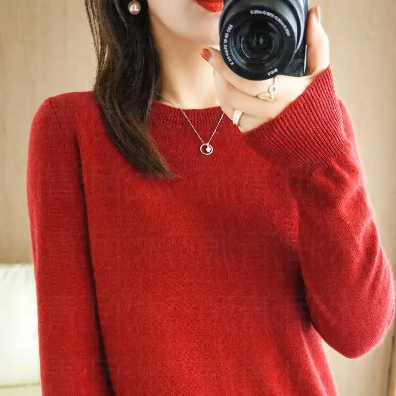 Autumn And Winter Thin Sweater Women's Round Neck Pullover Casual Knitted Top Women's Short Underlay Fashion 18 Colors