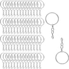 30pcs/pack Silver Color Keyring Keychain Split Key Ring with Chain Climbing Buckles Carabiner Keychain Rings Accessories