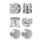 1/3Pairs 6MM Crystal Magnetic No-Pierce Stainless Steel Stud Earrings for Men Punk Zircon Magnet Earrings Non Piercing Jewelry