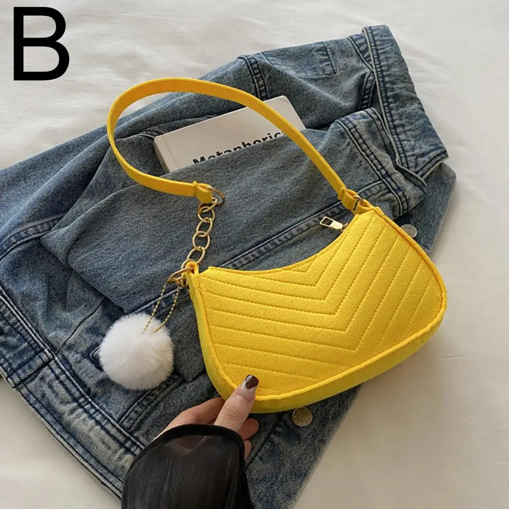 Mini Women Shoulder Bags Fashion Felt Women's Bag Advanced Design Underarm Handbags Mini Saddle Bag