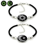 New Moon and Sun Love Time Gem Glow Couple Bracelet - Hand-woven Rope for Couples