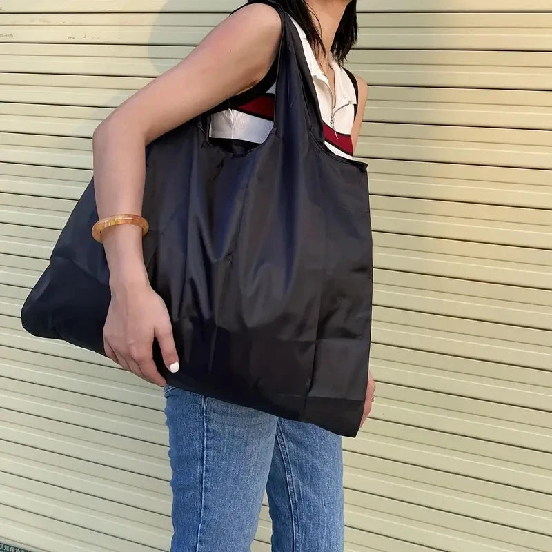 Large Capacity Foldable Portable Supermarket Environmentally Friendly Shopping Grocery Bag, Waterproof Shoulder Storage Bag