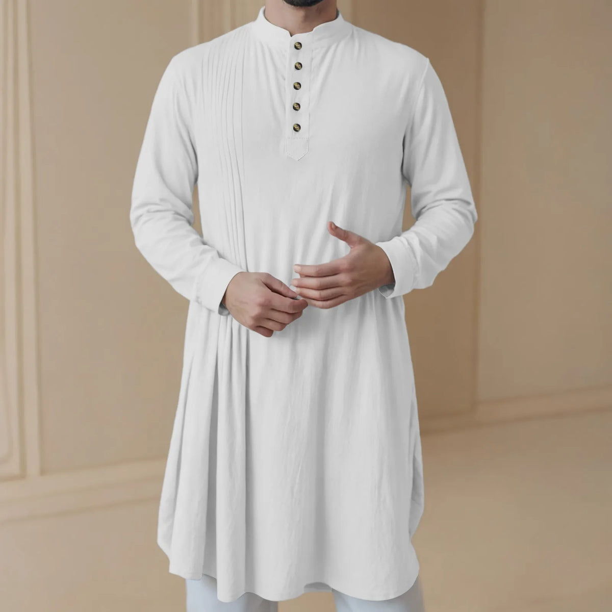 Men'S New Muslim Middle Arabic Men'S Button Down Cotton And Linen Shirts Muslim Robes Stylis Male Clothes Stylis Male Clothes