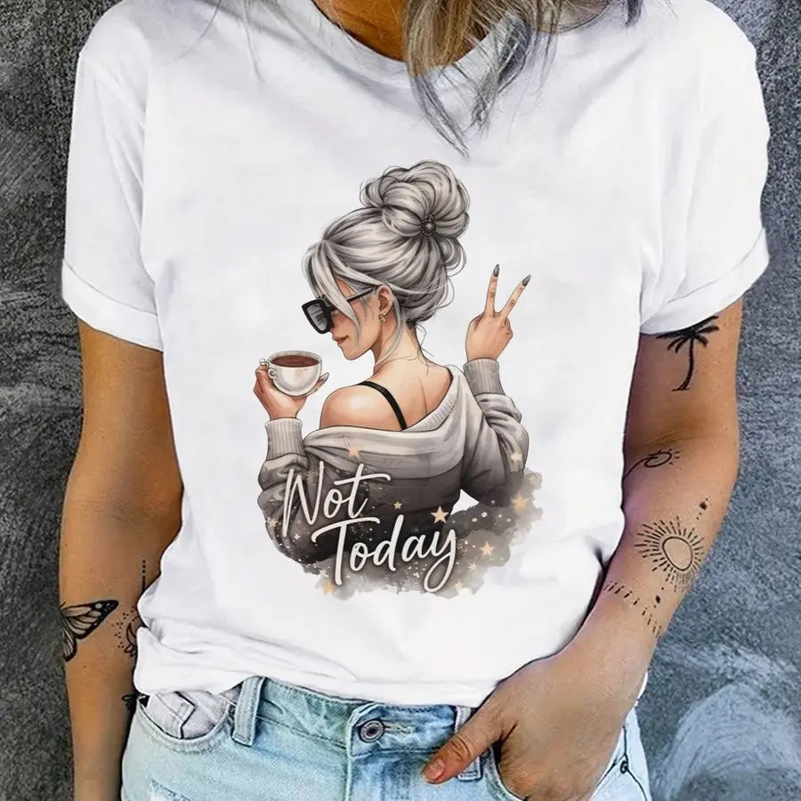 Y2k 90s 2000s Hot Sale Fashion T-shirt Artistic Wine Drink Women'S T-shirt Print Short Sleeve Women'S T Shirt Clothing Top Tee