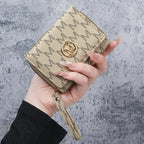 New style women's wallet, short, European and American PU high-end coin purse, printed, multi-card slots, small wallet, money cl