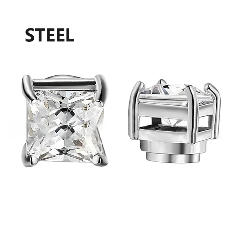 1/3Pairs 6MM Crystal Magnetic No-Pierce Stainless Steel Stud Earrings for Men Punk Zircon Magnet Earrings Non Piercing Jewelry