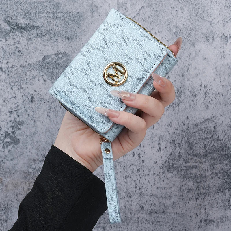 New style women's wallet, short, European and American PU high-end coin purse, printed, multi-card slots, small wallet, money cl