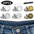 10Pcs/pack Jeans Buttons With Screwdriver Clothing Pants Sewing Accessories Waist Buckle 17mm Nail Free Waist Extenders Button