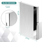 Premium Ultra Thin Stainless Steel Business Card Holder - Silver Metal Pocket Case for Men and Women Simple Design Wallet