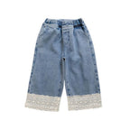 Bear Leader Summer New Blue Jeans 2-7-year-old Simple Kids Clothes Girls Korean Edition Fashion Lace Decoration Casual Pants