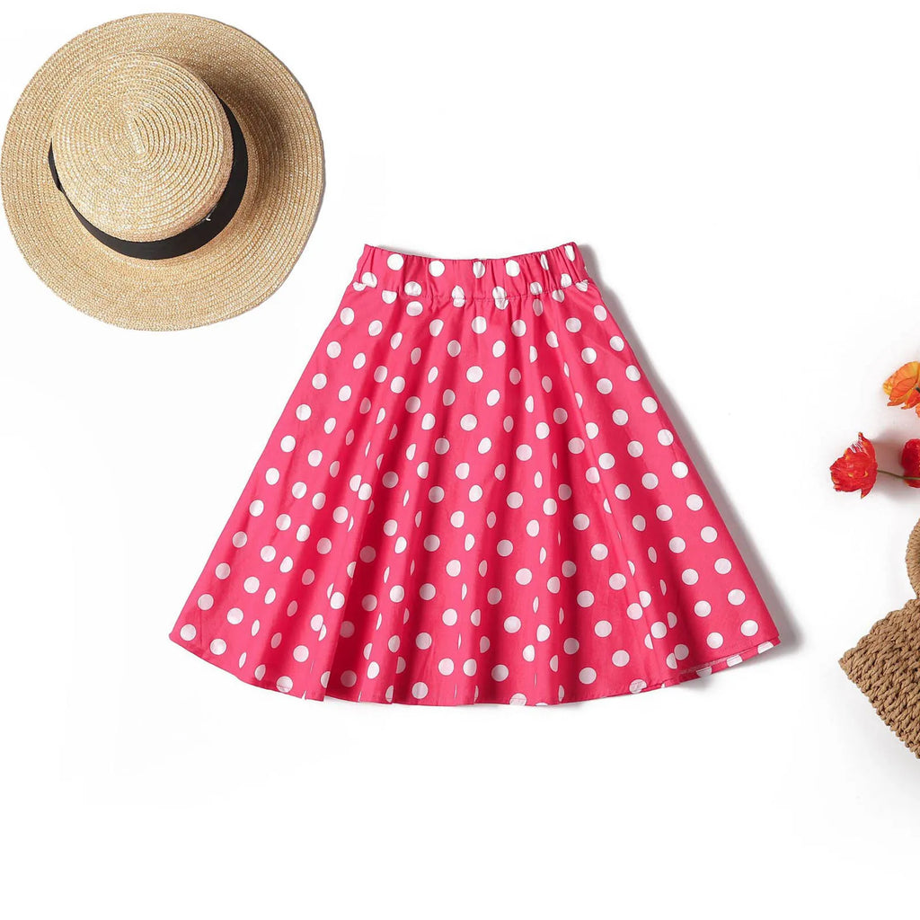 Princesses Dresses for Girls Kids Toddler Baby Girls Spring Summer Polka Dot Cotton Skirts Clothes Elastic Waist Dress