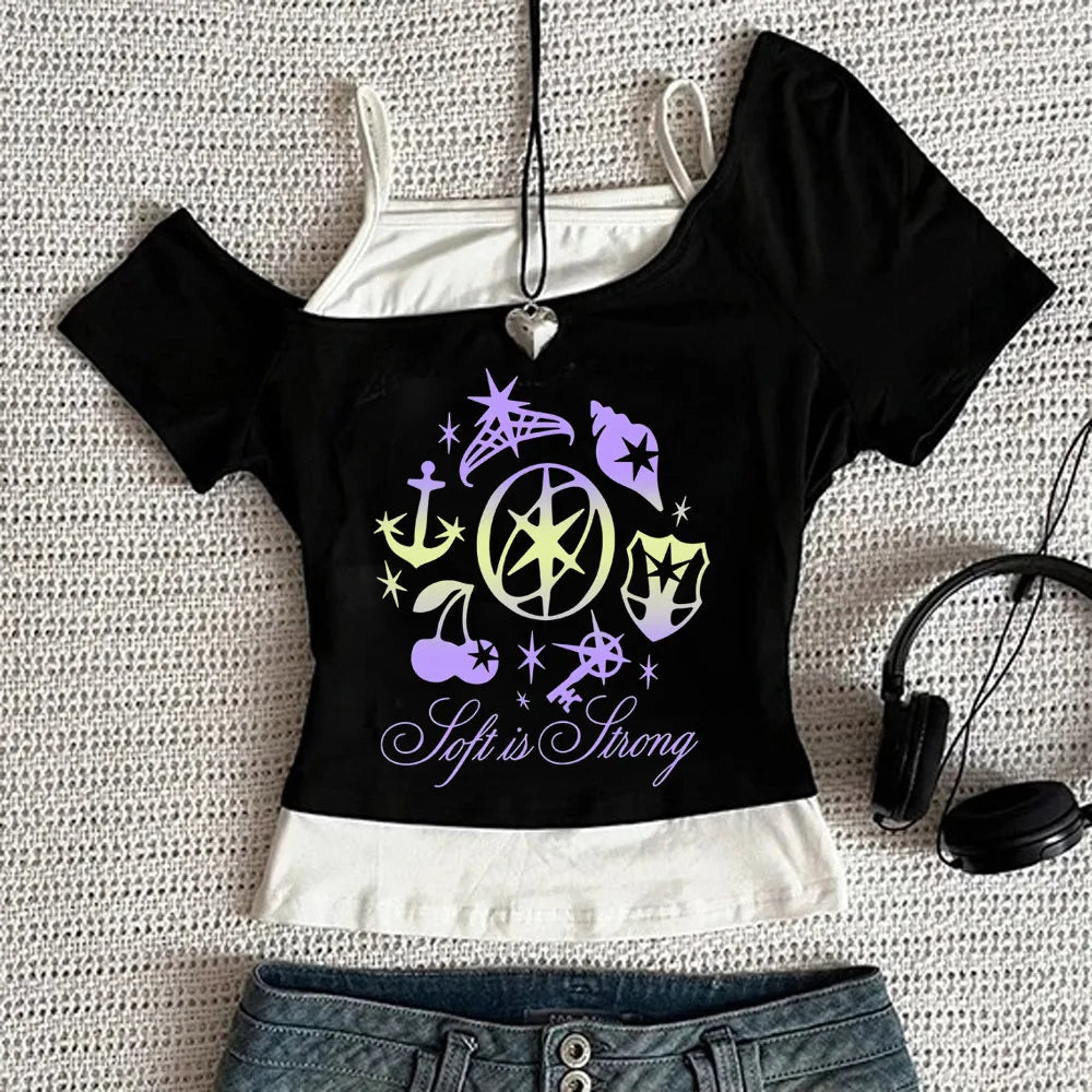 Katseye cropped top shoujo gothic funny graphic clearance sales 2000s tshirt kawaii cute meme baddie streetwear