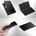 Premium Ultra Thin Stainless Steel Business Card Holder - Silver Metal Pocket Case for Men and Women Simple Design Wallet