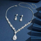 3 pieces of women's crystal droplet necklace with earrings set for wedding evening dress accessories