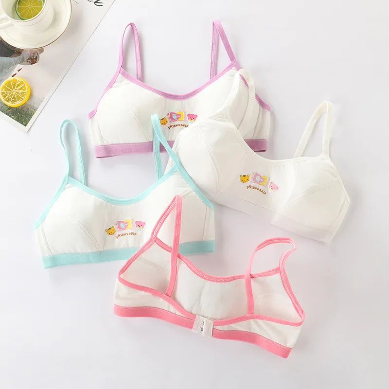 4 Pcs/Lot Girls Brassiere Cotton Underwear Back Buckle Design Adolescent Girls Training Bras Breathable Teenage Girl Tops Bra