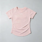 DFHE Women Breathable Sports T Shirt Short Sleeve Round Neck Elastic Casual Tops For Gym Yoga Running Fitness