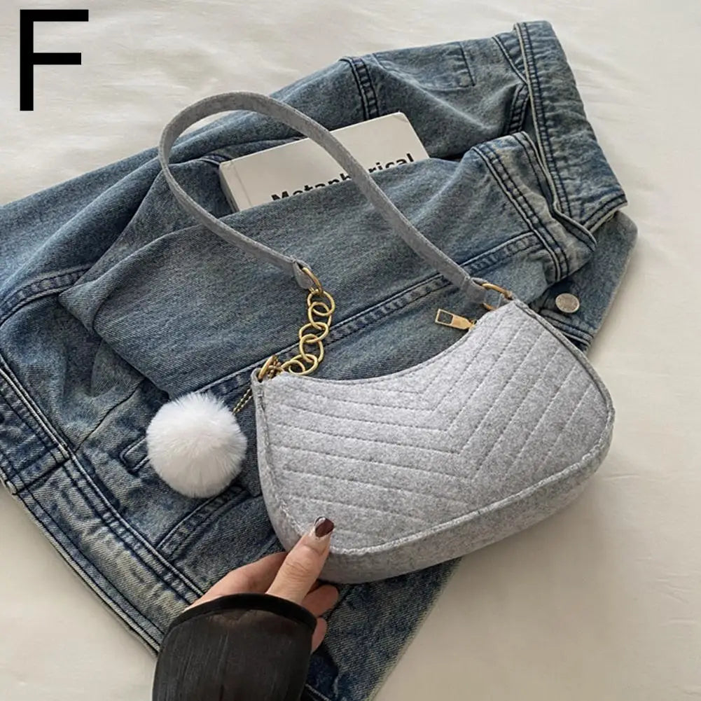 Mini Women Shoulder Bags Fashion Felt Women's Bag Advanced Design Underarm Handbags Mini Saddle Bag