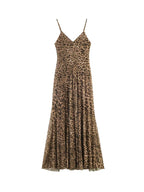 Ladies Sexy Summer Dress Women Vintage Leopard Print Sling Dress Party Suspender Sleeveless Backless Slimming Maxi Dress Female