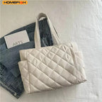 HOMEFISH Rectangular Large Capacity Single Shoulder Bag for Commuting To Work Tote Bag in Korean Style Casual Handle Bag