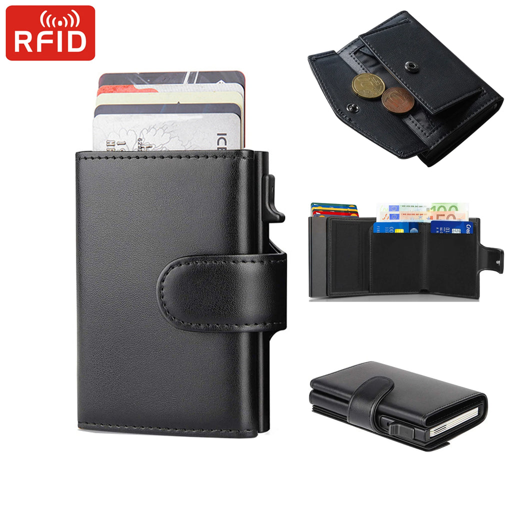 Rfid PU Leather Men Wallets Credit Card Holder Trifold Wallet Card Case Smart Slim Thin Coin Pocket Wallet for Daily Use
