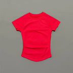Histello Women Short Sleeve Sports T-Shirt Round Neck Breathable Stretchy Quick Dry Top Yoga Gym Running Fitness Activewear
