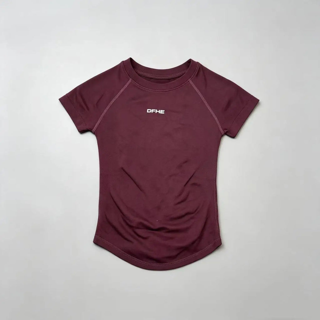 DFHE Women Breathable Sports T Shirt Short Sleeve Round Neck Elastic Casual Tops For Gym Yoga Running Fitness