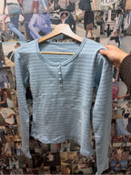 Vintage Striped Slim Long Sleeve T-shirts Autumn Casual Round Neck Streetwear Cotton Tees Women Classic Harajuku Button Tops Y2k