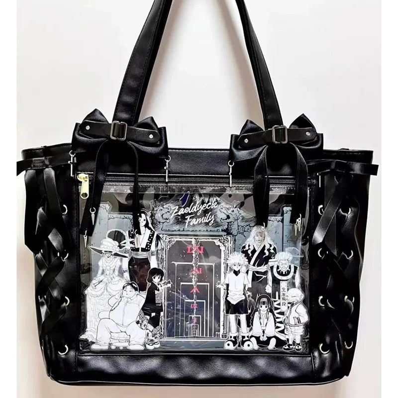 New Japanese Cute Sweet Ribbon Ita Bag Lolita Girls Transparent Handba ...