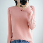 Autumn And Winter Thin Sweater Women's Round Neck Pullover Casual Knitted Top Women's Short Underlay Fashion 18 Colors