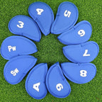 10Pcs/Set Golf Head Covers For Iron Golf Club Protective Black/Red/Blue Golf Club Iron Head Protector Golf Accessories