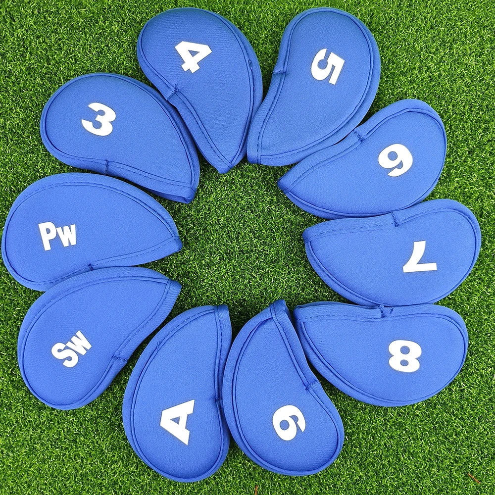 10Pcs/Set Golf Head Covers For Iron Golf Club Protective Black/Red/Blue Golf Club Iron Head Protector Golf Accessories
