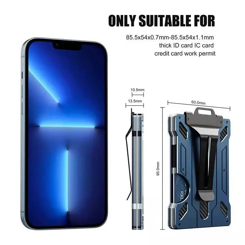 Homefish Slim Metal Wallet For Men RFID Blocking Money Clip Clear ID Window Carbon Fiber Texture Travel Card Holder