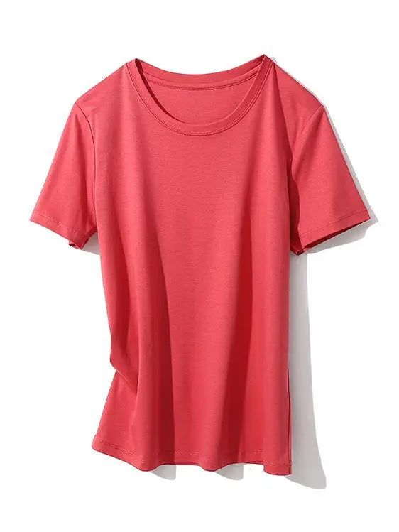 SuyaDream Women Solid T Shirts, Silk Cotton Blend, O Neck, Short Sleeved Solid Tee, 2025 Summer Candy Colors Basic Cozy Top Gree