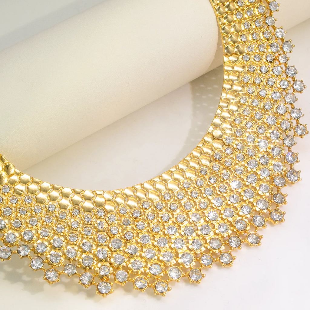 GZJPEI 4 Pcs/set Necklace Bracelet Earring Ring Light Luxury Jewelry Set Shiny White Full Zircon For Women Jewellery Birthday Gift Anniversary Gift
