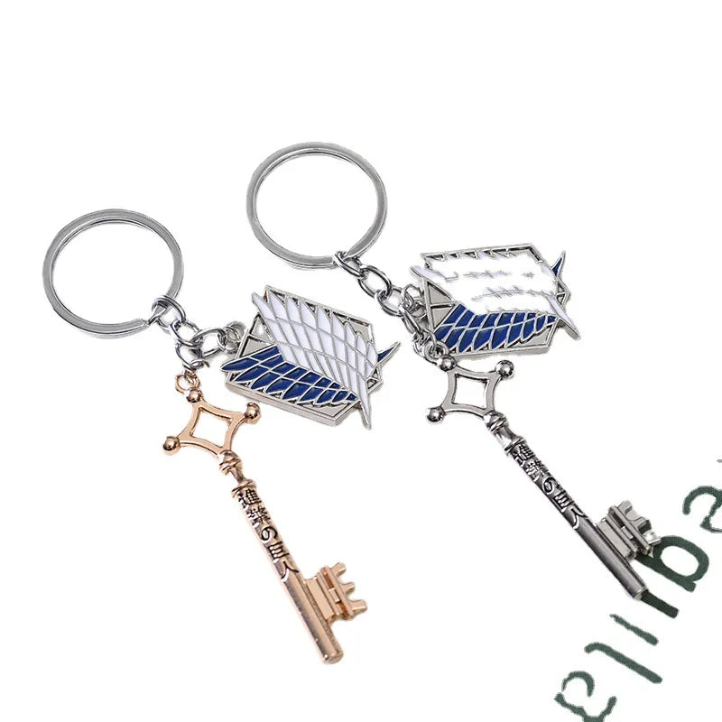 Attack on Titan Metal Keychains for Man Women Anime Peripheral Backpack Pendant Key Chains Bags Key Ring Cosplay Accessories